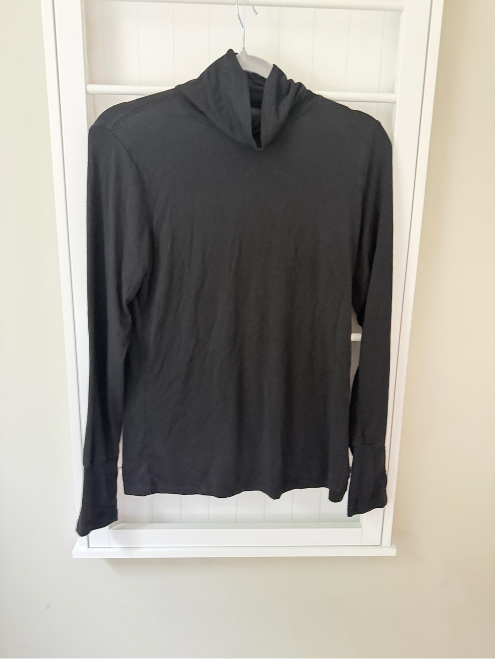 Black Cowl Neck Long Sleeve Thumbhole Tunic Top